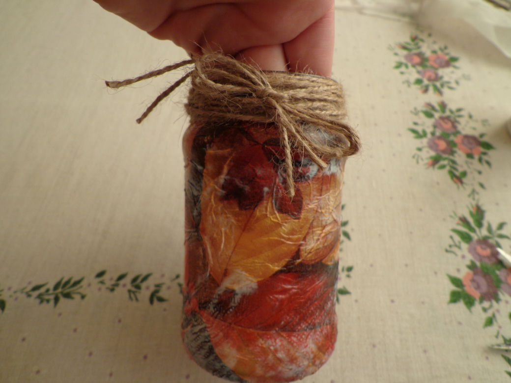 Jesienny lampion decoupage