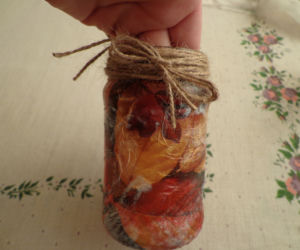 Jesienny lampion decoupage