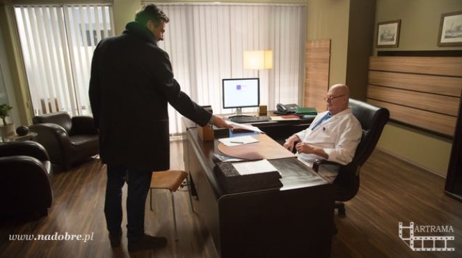 Na dobre i na złe odc. 590. Piotr Gawryło (Marek Bukowski), Stefan Tretter (Piotr Garlicki)