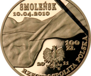 Złota moneta 100-złotowa z Lechem i Marią Kaczyńskimi