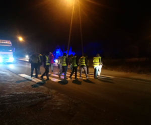 Bełchatów. Kibice GKS Bełchatów blokują drogi. 