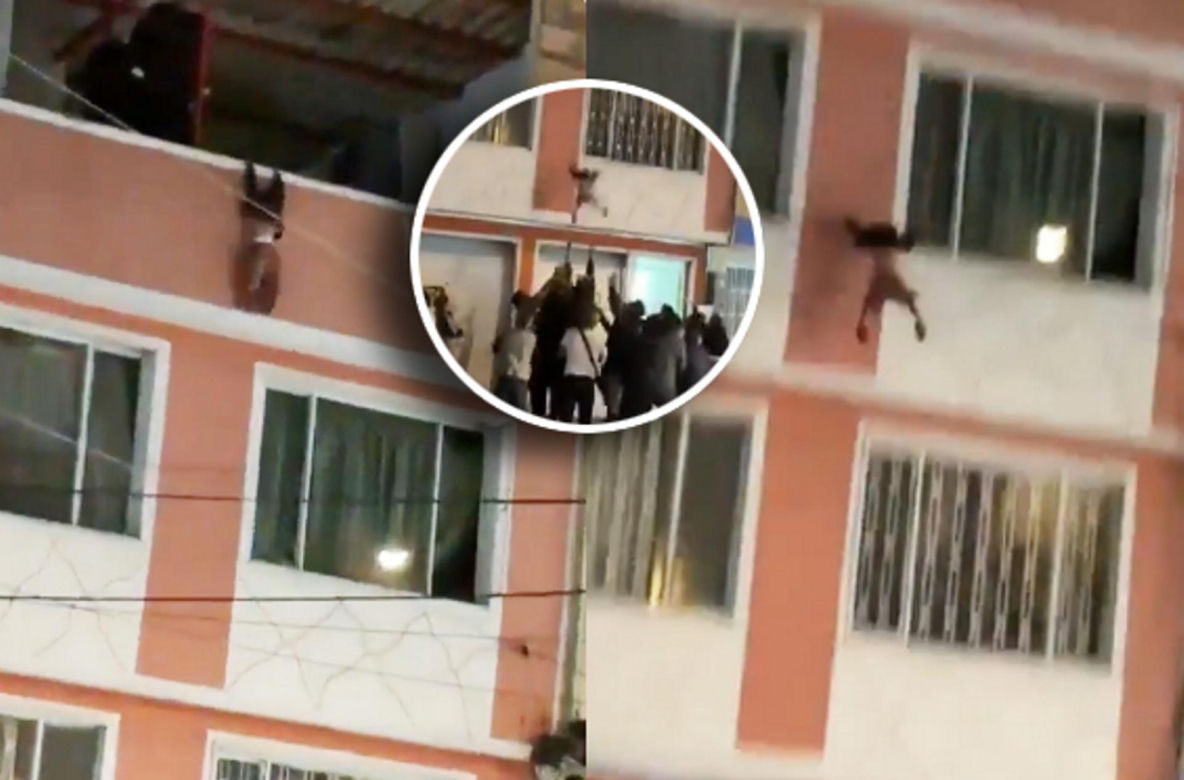 Dwulatek wypadł z okna, sąsiedzi ocalili mu życie. Film mrozi krew w żyłach