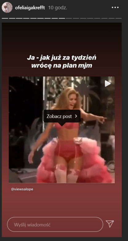 Iga Krefft na Instagramie zapowiada powrót do M jak miłość