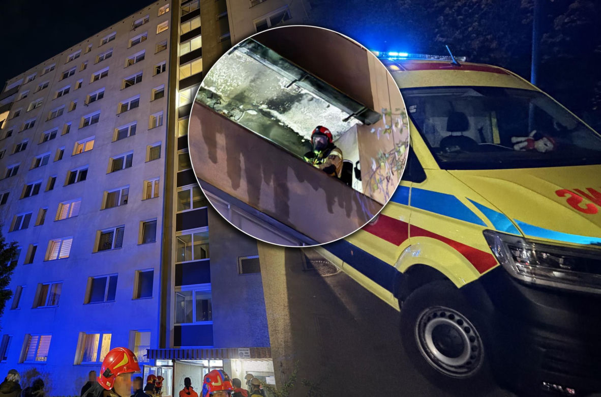 Nocny pożar mieszkania w Warszawie. Dwie osoby w szpitalu, ewakuowano mieszkańców