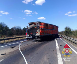 Zderzenie trzech ciężarówek na trasie S10 w Kujawsko-Pomorskiem!