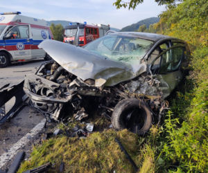 Wypadek w Tęgoborzy. Autokar zderzył się z osobówką. Dziecko trafiło do szpitala