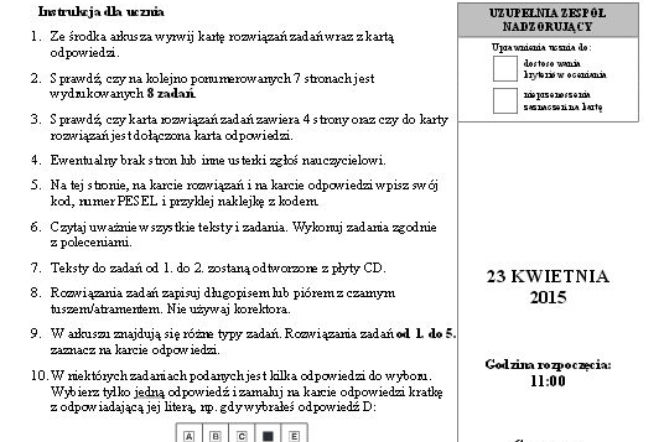 Egzamin gimnazjalny. Arkusze z języka niemieckiego, poziom rozszerzony 1