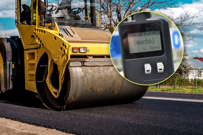 Ponad 2 promile za kierownicą walca drogowego. Operator miał na sumieniu znacznie więcej