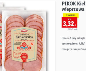 Krakowska sucha wieprzowa Pikok w cenie 3,32 zł/100 g
