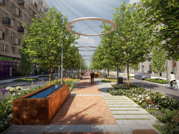 Wizualizacja ul. Kruczej w Warszawie po przebudowie