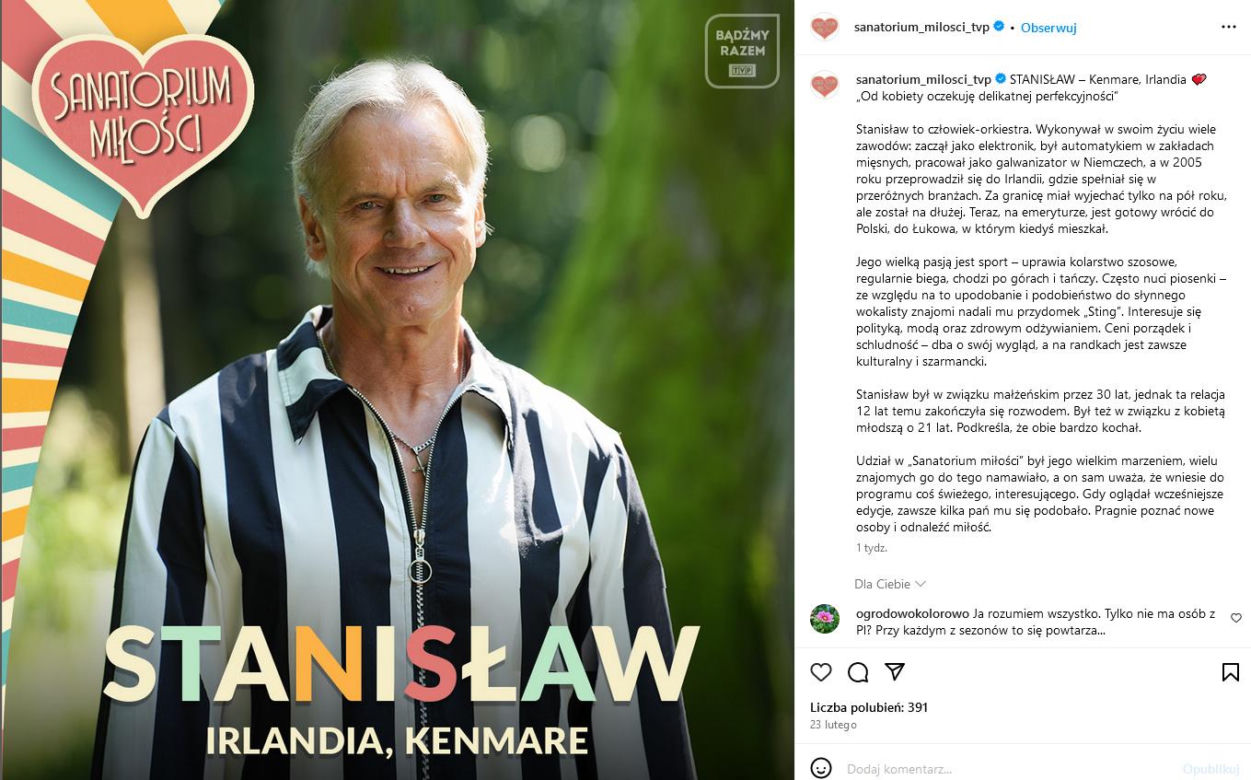 Stanisław z "Sanatorium miłości" wygląda jak Sting