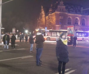 Strajk Kobiet w Gdańsku 1.02.2021. Blokada Huciska przez protestujących