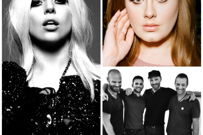 Lady Gaga, Adele, Coldplay