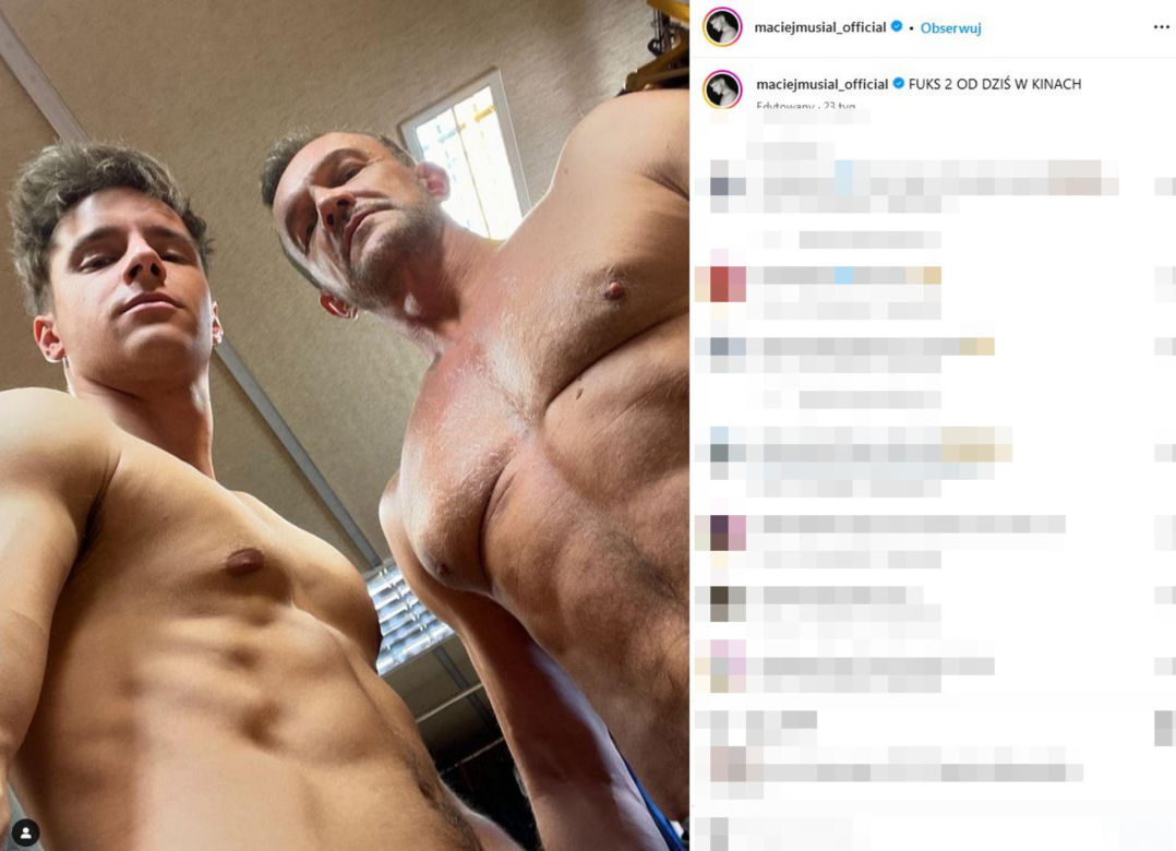 Maciej Musiał pręży klatę i rozpina spodnie