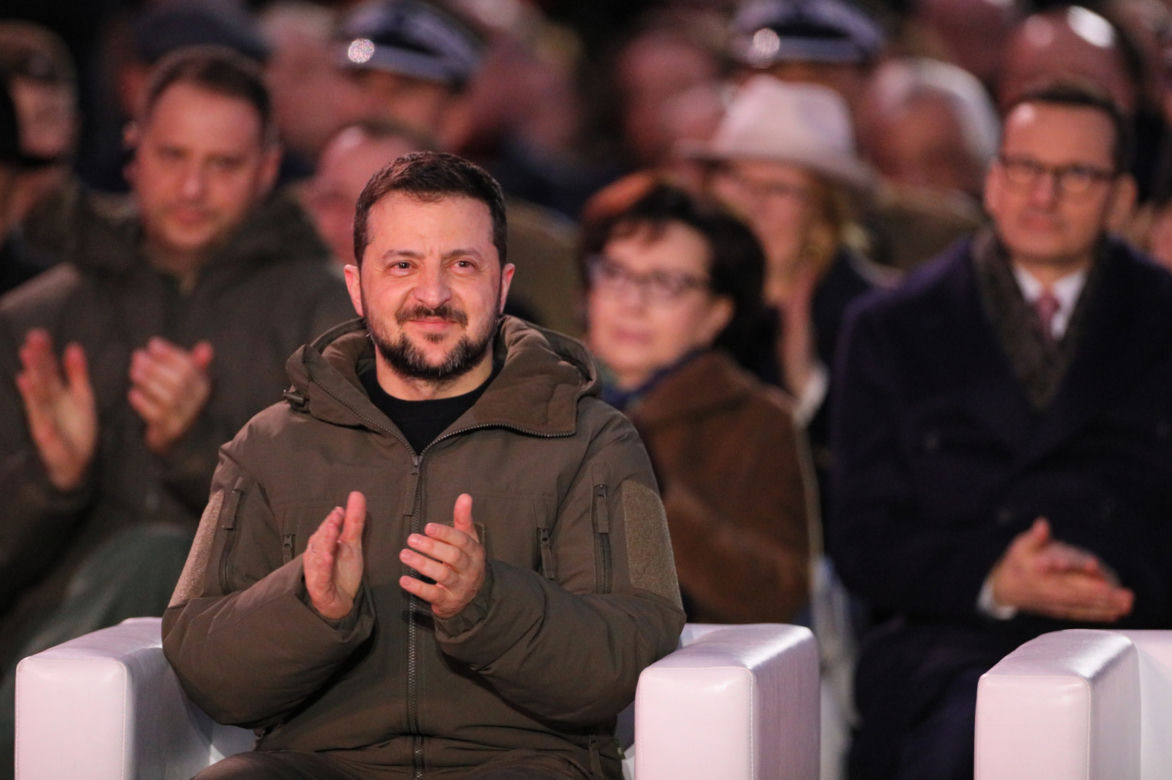 Wystąpienie Wołodymyra Zełenskiego na Zamku Królewskim w Warszawie