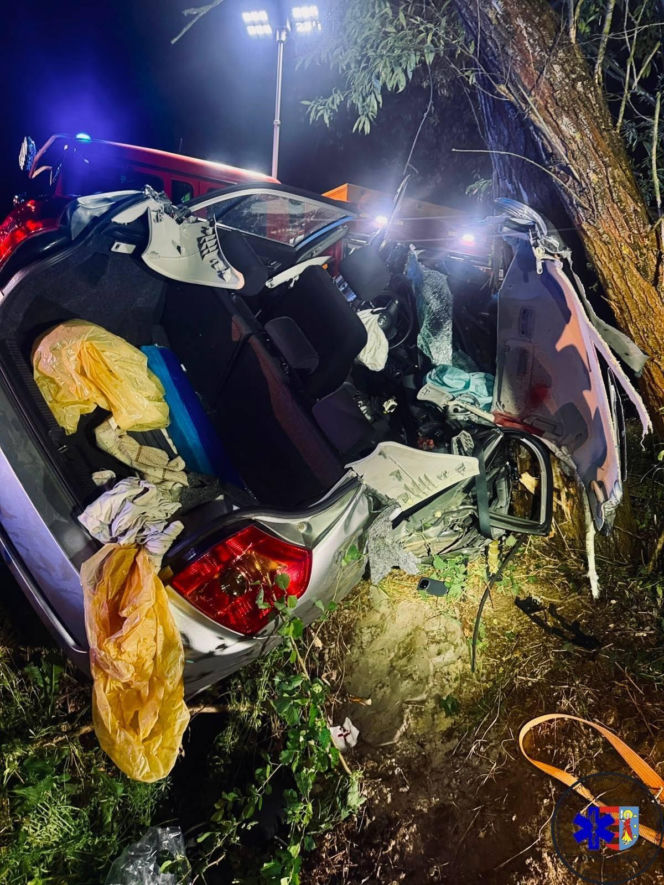 Nocna eskapada nastolatków zakończona na drzewie. Jednego z wraku wycinali strażacy!