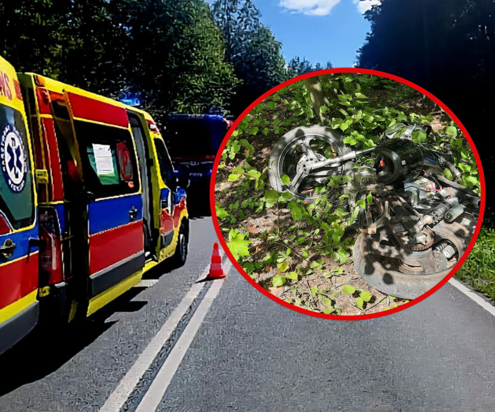 Bielany-Wąsy: Zderzenie osobówki i motocykla na DK-63, jedna osoba ranna!