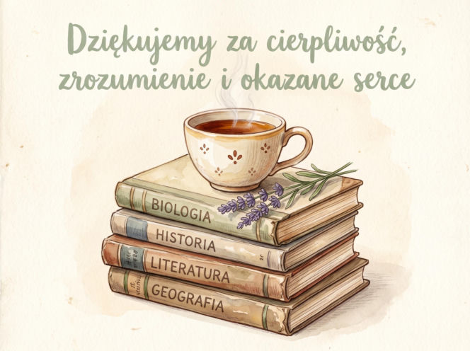 Kartka dla nauczyciela na koniec roku szkolnego