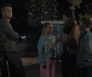 M jak miłość odc. 1913. Iza (Adriana Kalska), Szymek (Staś Szczypiński), Maja (Laura Jankowska), Jakub Karski (Krzysztof Kwiatkowski)