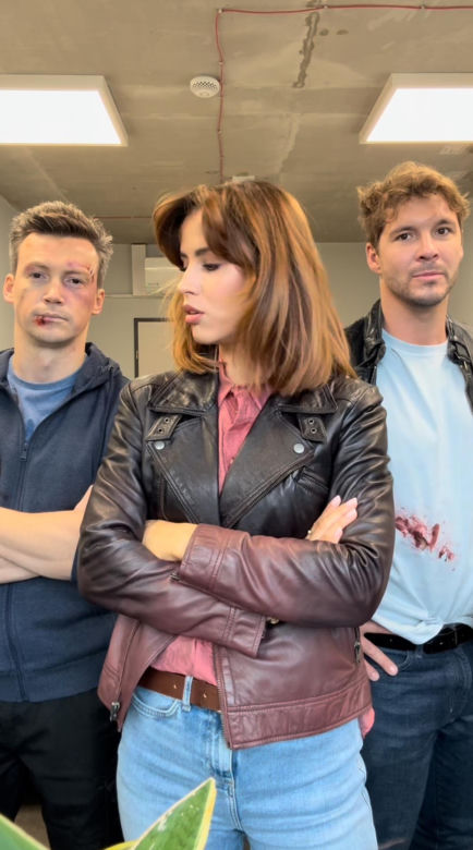 M jak miłość. Kama (Michalina Sosna), Marcin (Mikołaj Roznerski), Jakub Karski (Krzysztof Kwiatkowski)