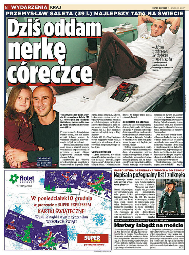 Czeka na nerkę od matki