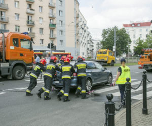 Wypadek na skrzyżowaniu Grójeckiej z Wawelską