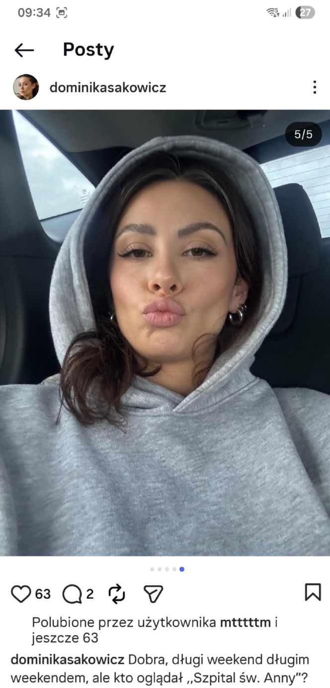 Dominika Sakowicz na Instagramie