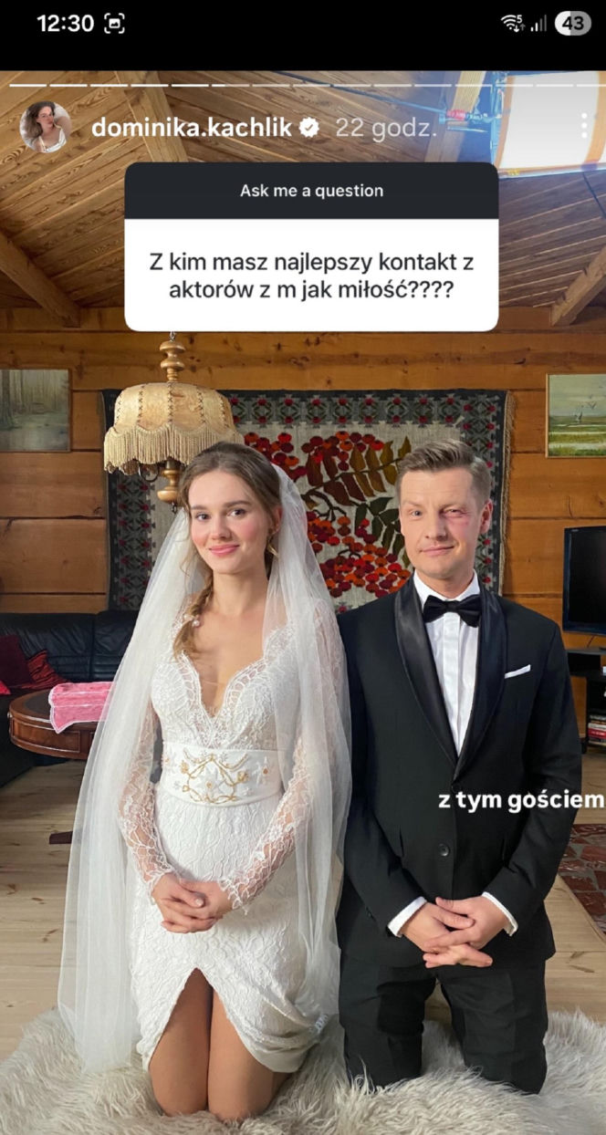 Dominika Kachlik (Franka z M jak miłość) na Instagramie oraz Rafał Mroczek (Paweł)