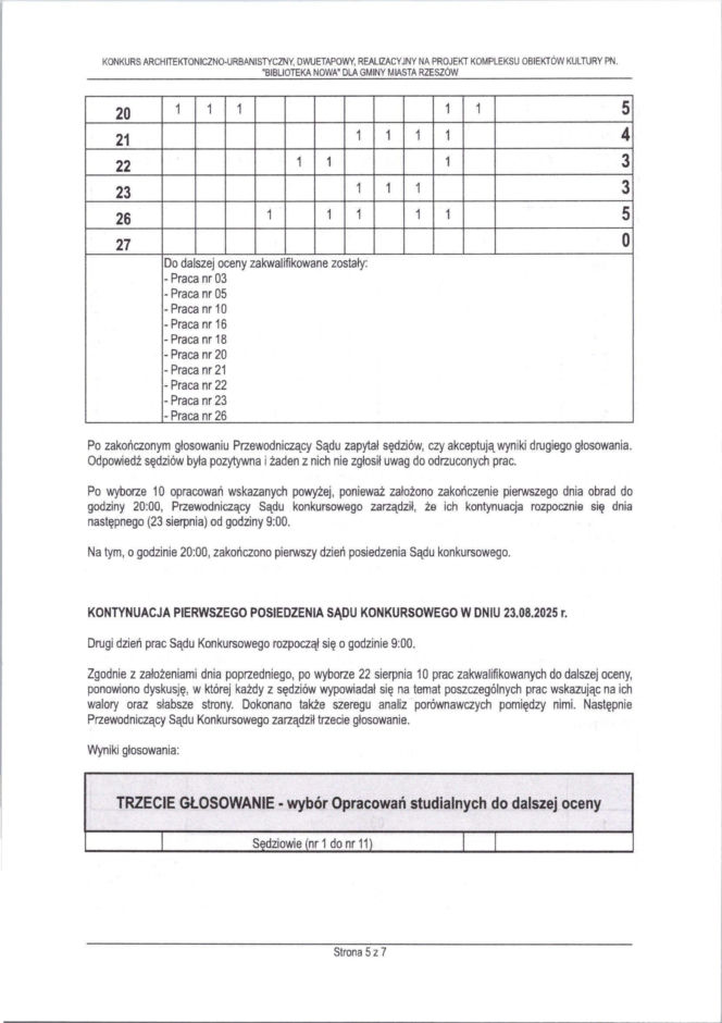 Protokół z 1. posiedzenia Sądu Konkursowego | Biblioteka Nowa Rzeszów