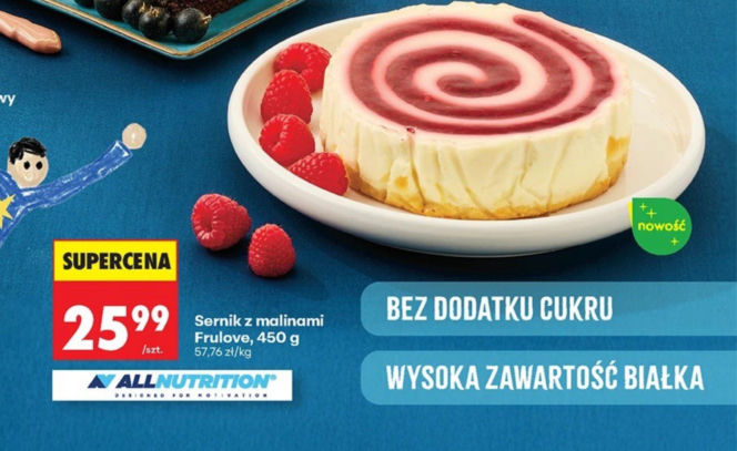 Sernik z malinami Frulove, ALLNUTRITION, 25,99 zł