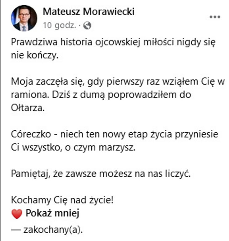 Ślub córki premiera Mateusza Morawieckiego