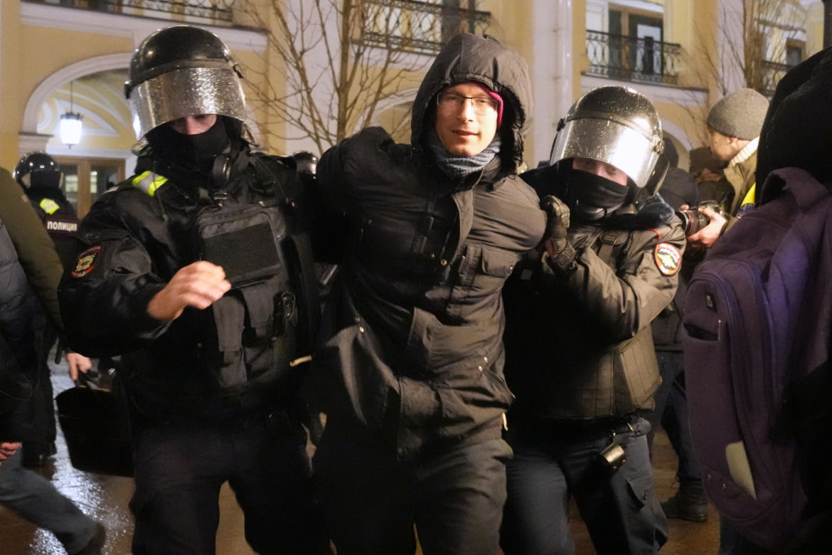 Protesty w Rosji przeciwko wojnie z Ukrainą.