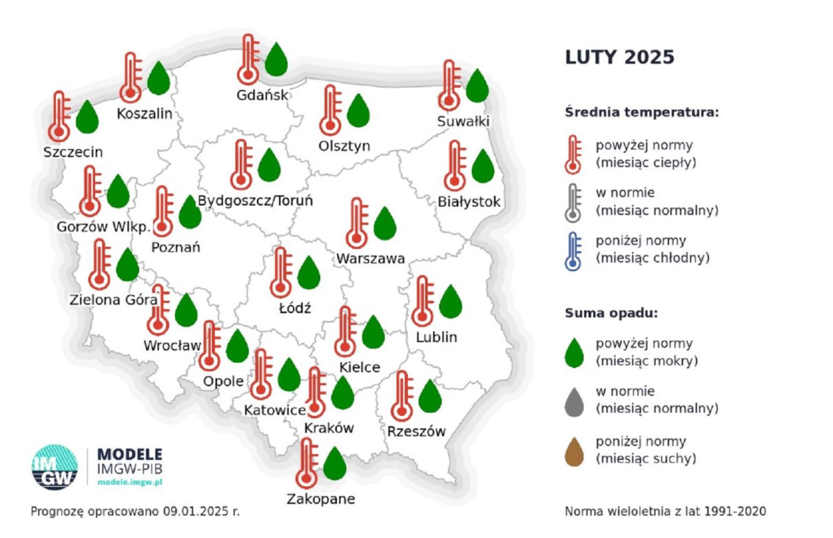 Pogoda długoterminowa IMGW na wiosnę 2025 w Polsce