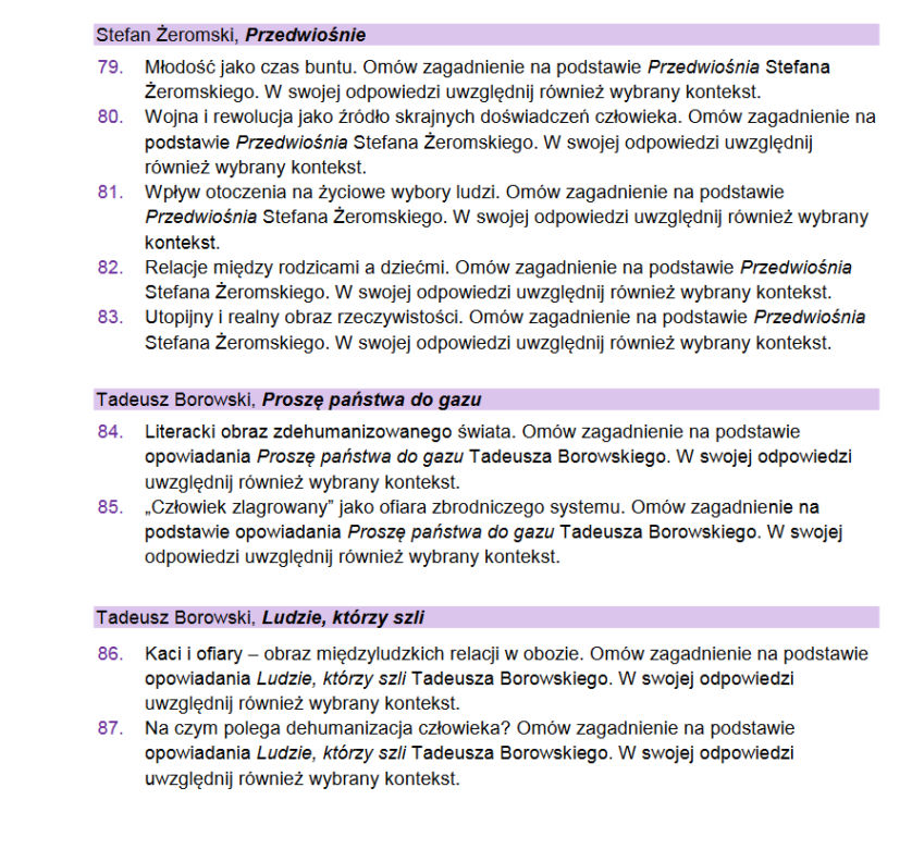 matura ustna 2023 język polski - pytania jawne