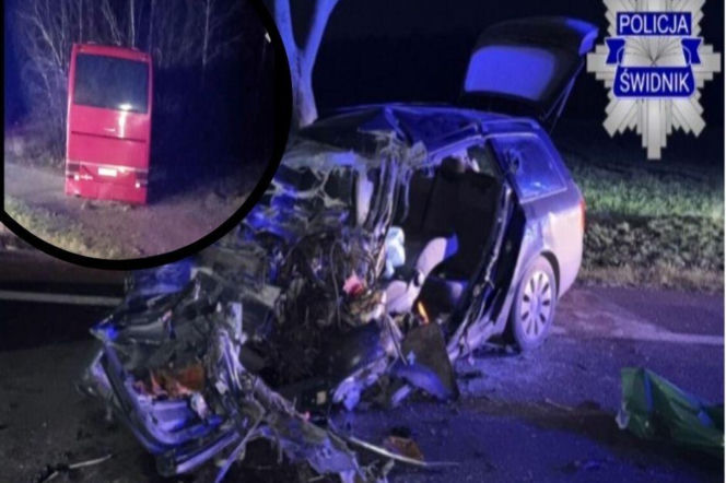 Czołowe zderzenie audi z autobusem. Tragiczny wypadek na drodze pod Lublinem