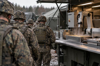 Niemieccy żołnierze jedzą dania z rąk robota. Menu może zaskoczyć