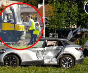 Zderzenie elektrycznego Volkswagena z tramwajem. Ciężarna trafiła do szpitala