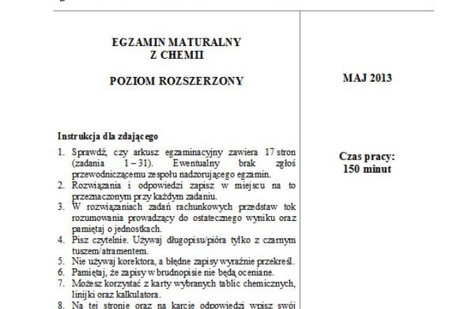 chemia 2013 poziom rozszerzony