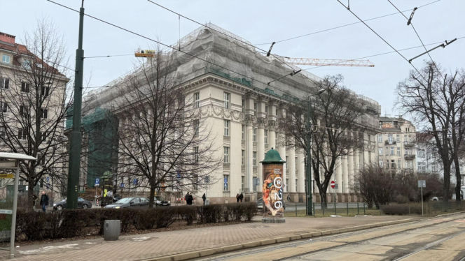 Dawny gmach Banku PKO przy Ulicy Wielopole, a przyszły hotel Mariott w Krakowie