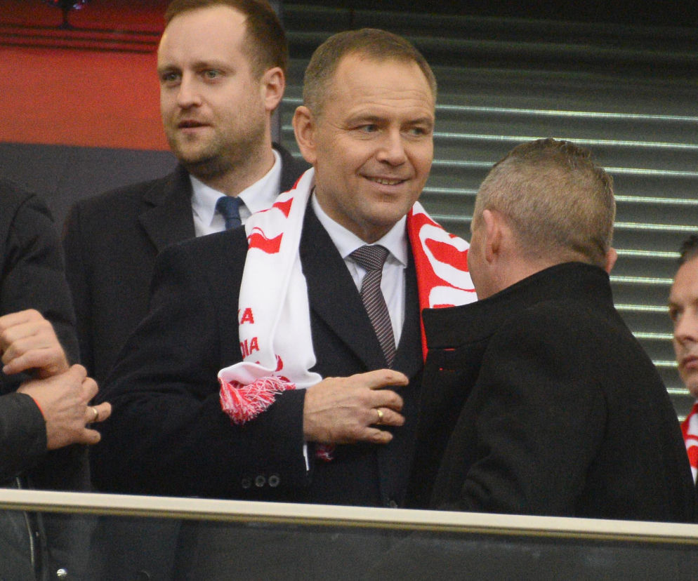 Karol Narwrocki na meczu reprezentacji Polski