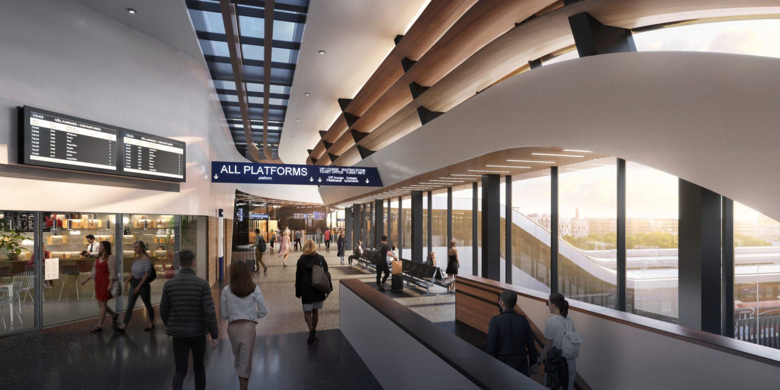 Tak będzie wyglądał, kończący trasę Rail Baltica, imponujący dworzec kolejowy w Tallinie