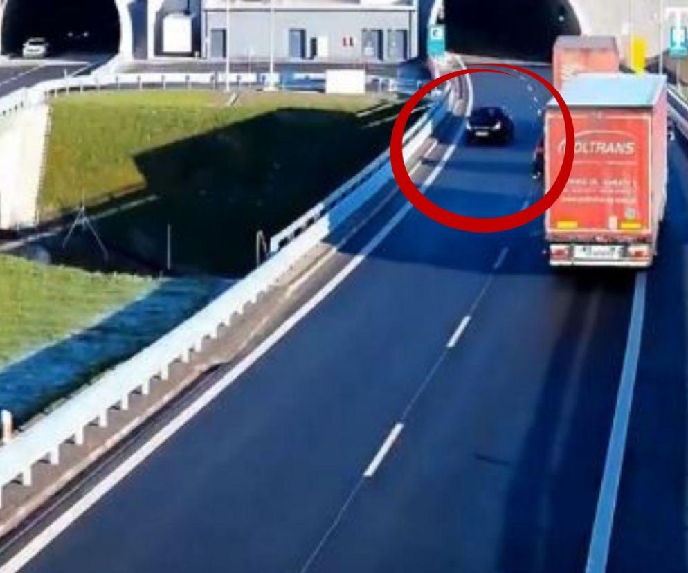 Niebezpieczny manewr na S1 w Śląskiem. Kierowca zawrócił przed tunelem