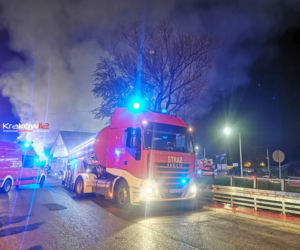 Pożar delikatesów w Michałowicach. Kłęby gęstego dymu było widać z daleka