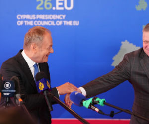 Donald Tusk  podczas nieformalnego szczytu Rady Europejskiej w Nikozji