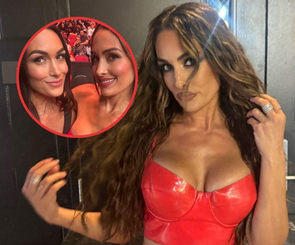 Nikki Bella w czerwonym gorsecie, a na miniaturowym zdjęciu z siostrą Brie. O odważnym stylu gwiazdy przeczytasz w SE.