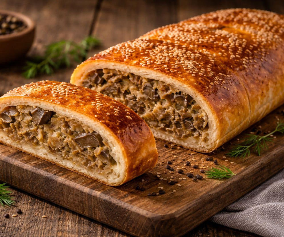 Kulebiak z kapustą i grzybami