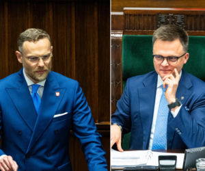 Prawa ręka Nawrockiego przyszła do gabinetu Hołowni z prezentem. Wiemy, co dostał!