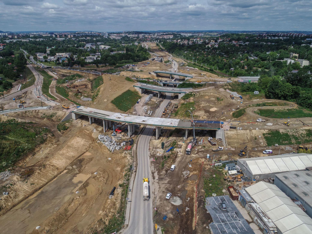Zdjęcia z placu budowy S7 Kraków - Widoma, czerwiec 2024