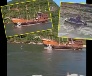 Piracki statek staranował zakochanych! Wszystko się nagrało