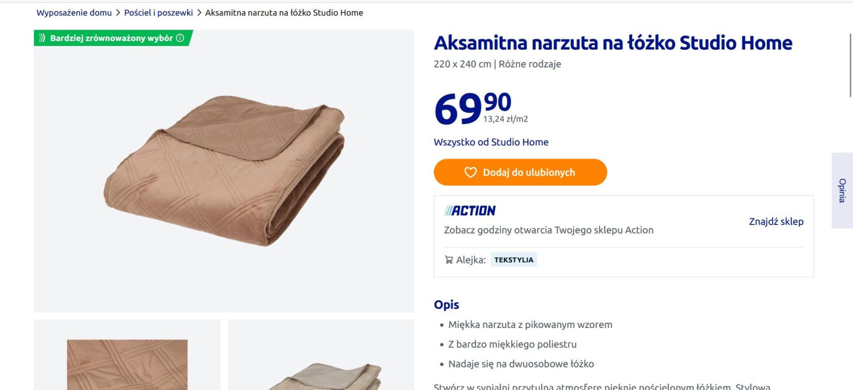 Ta narzuta na łóżko z Action to prawdziwy hit! W Home&You zapłacisz aż 100 złotych drożej